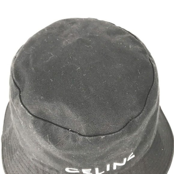 Auth CELINE AU5B968P bucket hat bob hat logo hat cotton Black/White - Picture 2 of 10